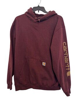Carhartt Mens Loose Fit Maroon Hoodie XL Heavyweight Cotton Blend